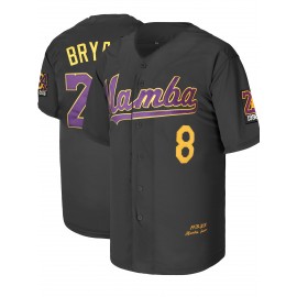 All Stitched #24 Black Baseball Jersey Embroidery V Neck Short Sleeve Baseball Shirt, Breathable Button-Up Sports Uniform For Training Competition Party
