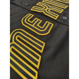 Men's Mexico #56 Black Baseball Jersey - Retro Mexico Lettering & Number 56, Breathable V-Neck Loose Fit Short Sleeve Shirt for Training, Competition, Casual & Holiday Wear, Mexico Baseball Jersey, Sports Apparel, Sporty Vneck, Comfortable Fabric