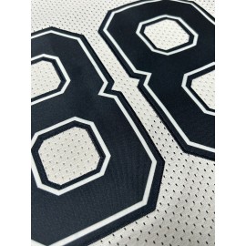 Men'S White Patchwork Sleeves # 88 Rugby Shirt Loose Embroidered Sports, Fashionable, Casual, Street Breathable Rugby Top