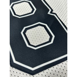 Men'S White Patchwork Sleeves # 88 Rugby Shirt Loose Embroidered Sports, Fashionable, Casual, Street Breathable Rugby Top