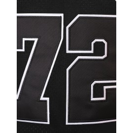 Men'S Basketball Shirt # 72 Black Round Neck Breathable Embroidered Polyester Sweatshirt S-XXXL