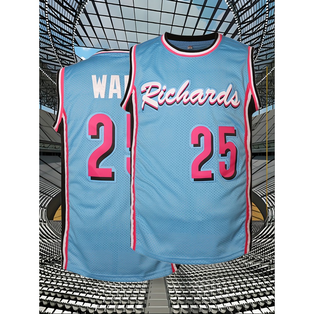 Men'S American Basketball Shirt # 25 Embroidered Polyester Blue Ball Shirt Loose Knitted Fabric Suitable For Street Team Sports Vacation Beach S-XXXL