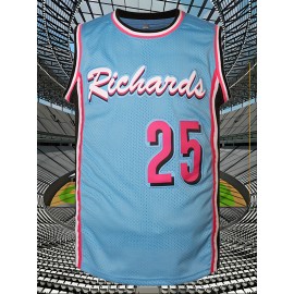 Men'S American Basketball Shirt # 25 Embroidered Polyester Blue Ball Shirt Loose Knitted Fabric Suitable For Street Team Sports Vacation Beach S-XXXL