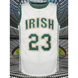 Men'S American Basketball Suit # 23 White Breathable Round Neck Basketball Suit Embroidered Polyester Knitted S-3XL