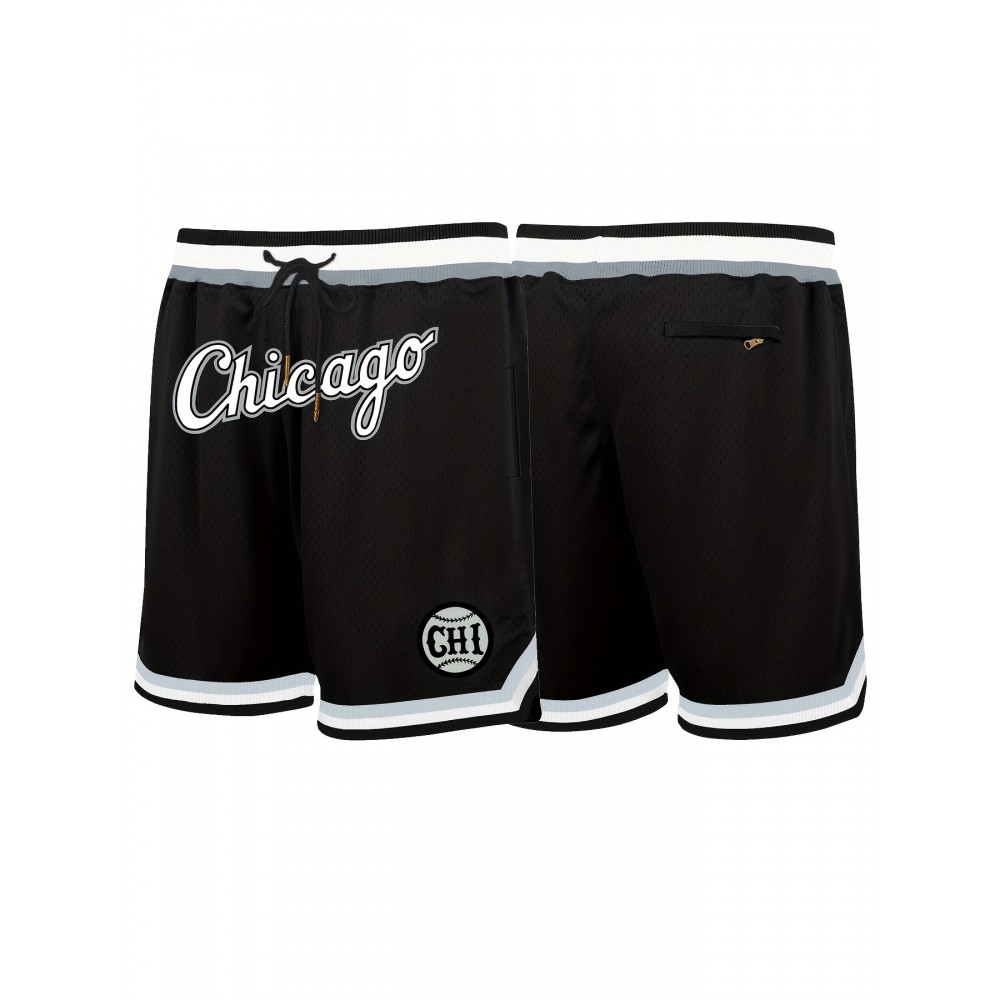 Men'S CHICAGO Print Basketball Jersey Shorts For Competition Party Training