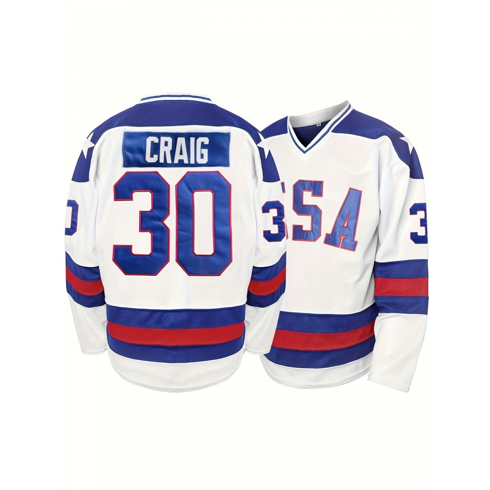 Men'S #30 White Ice Hockey Jersey Embroidered Stitching Ice Hockey Jersey Breathable Pullover S-XXXL