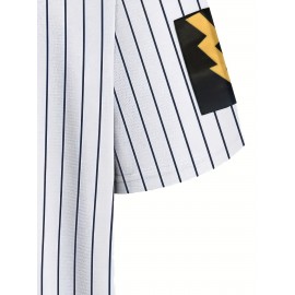 Men's #9 Baseball Jersey - Breathable V-Neck Button-Up Shirt with 