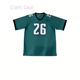 Men's # 26 Green Rugby Shirt - Polyester Fiber Sportswear with V-neck Suitable for Team Sports, Outdoor Activities, And Casual Wear