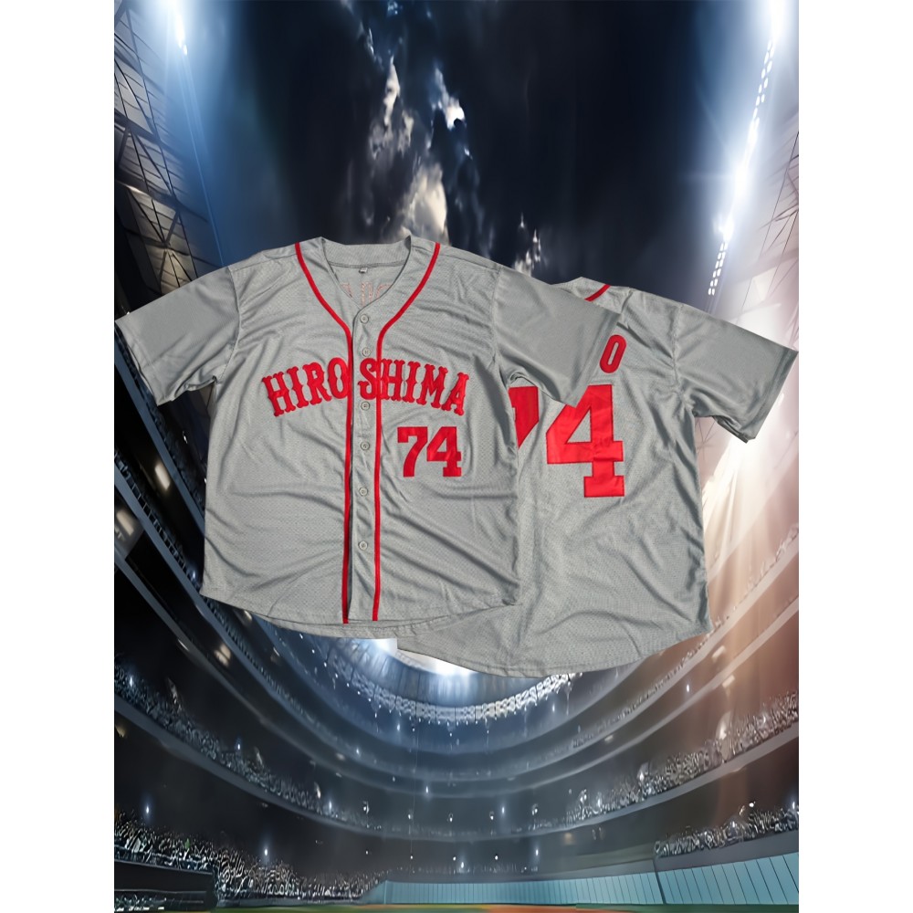 74 Men'S Baseball Jersey Sports Training Jersey Gray Breathable Comfortable Shirt S-3XL
