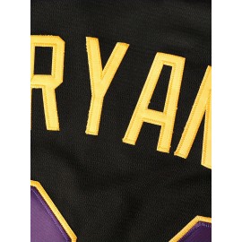 Men'S Letter Embroidery Short Sleeve V-neck Loose Button Up Shirt, Men'S Vintage Summer Baseball Jersey For Party