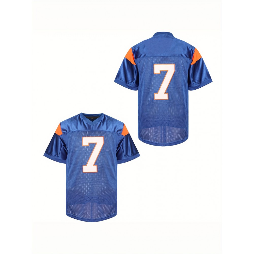 7 Men'S Rugby Jersey Blue Sports Training Competition S-3XL