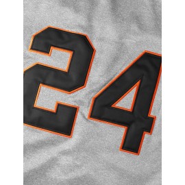 Men's #24 Gray V-Neck Baseball Jersey - Breathable Polyester Loose Fit Sports Top with Button Closure, Letter & Number Design, Micro Elastic for Training, Beach, Hiking, Casual Wear (Sizes S-3XL)