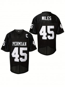 1pc Men'S Polyester V-Neck Football Jersey with Embroidered Letter and Number - Loose Fit Sports Top for Training, Casual, Team Sports, Halloween, Christmas, Football Parties - S-3XL