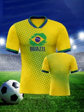 Professional Sports Fabric Men'S Creative Pattern Print Brazil Home Soccer Jersey T-shirt