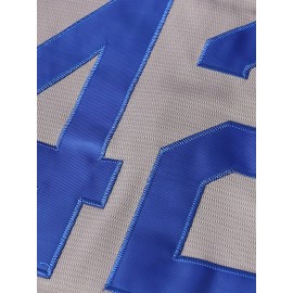 42 Grey Baseball Jersey All Stitched EMbroidery V Neck Short Sleeve Baseball Shirt, Breathable Button-Up Sports Uniform For Training Competition Party