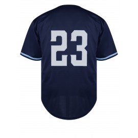 Stitched #23 Navy Baseball Jersey Embroidery V Neck Short Sleeve Baseball Shirt, Breathable Button-Up Sports Uniform For Training Competition Party