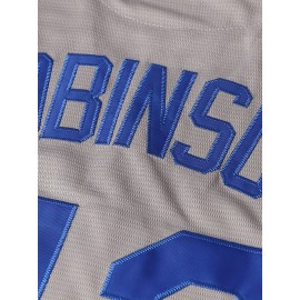 All Stitched 42 Baseball Jersey Letter Embroidery V Neck Short Sleeve Baseball Shirt, Breathable Button-Up Sports Uniform For Training Competition Party