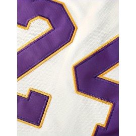 All Stitched #24 White Baseball Jersey Embroidery V Neck Short Sleeve Baseball Shirt, Breathable Button-Up Sports Uniform For Training Competition Party