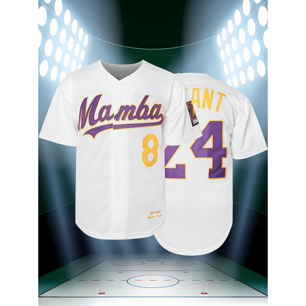 Men'S Letter Embroidery Short Sleeve V-neck Loose Button Up Shirt, Men'S Vintage Summer Baseball Jersey For Party